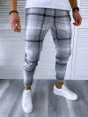 Pantaloni barbati casual regular fit gri in carouri B1898 10-3 E* F3-4
